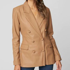 BLANK NYC BROWN FAUX LEATHER BLAZER